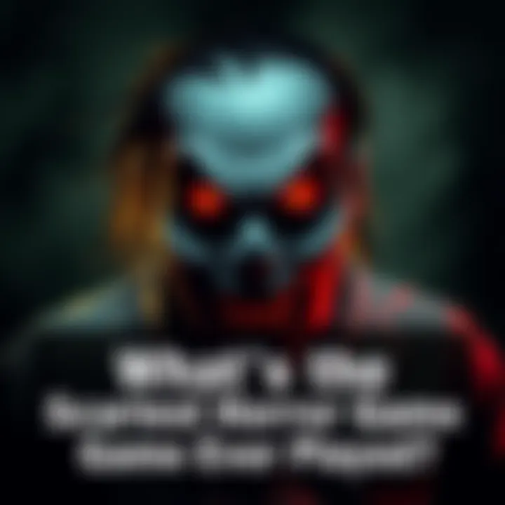 Scary horror game character A frightening character from a horror game appears with a sinister expression, surrounded by dark shadows.