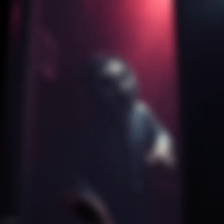 A terrifying moment from a horror film showing a sudden scary character appearing in a dark room