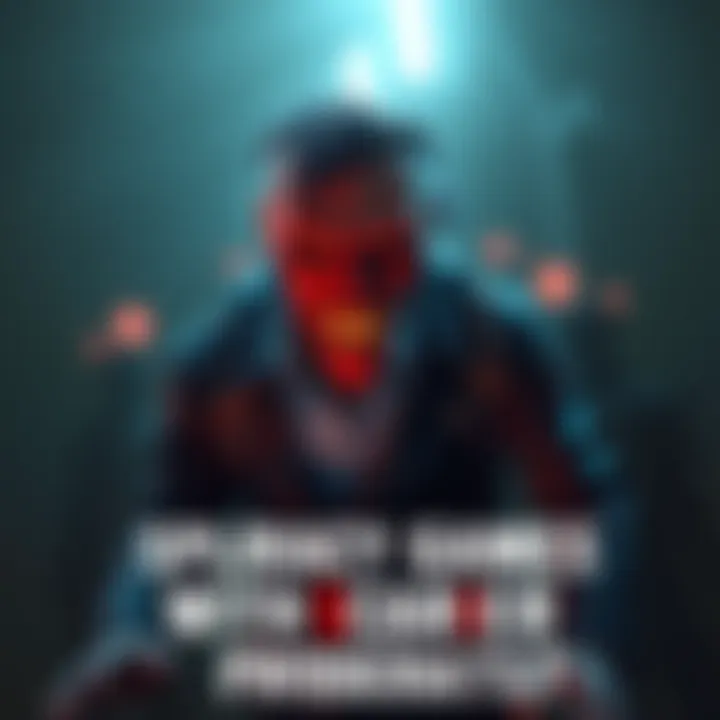 A frightening character stands menacingly in a dark game scene, showcasing eerie features and a tense atmosphere.