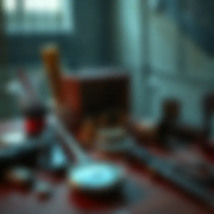 A collection of unidentified scavenged items laid out on a table, inviting people to guess their purposes.