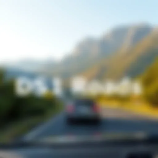 A car driving along the scenic DS1 Roads surrounded by mountains and greenery