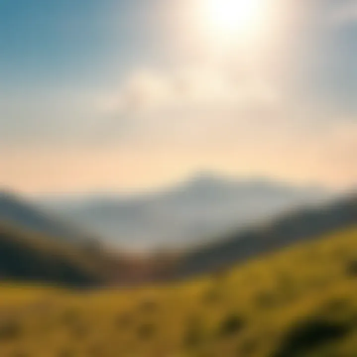 Scenic view of a peaceful valley A calm valley landscape with hills and a bright sky, symbolizing peace before changes.