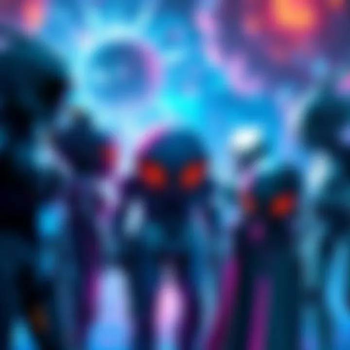 Sci-Fi RPG Characters Various sci-fi RPG characters including nonhuman species in a vibrant gaming environment