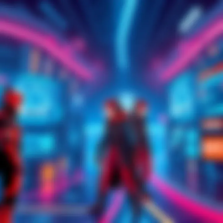 Sci-Fi Turn-Based RPGs A futuristic scene featuring characters customizing their avatars, with vibrant sci-fi elements and a digital interface