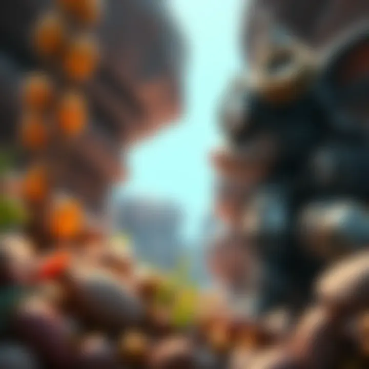 Scrappy collecting seeds Scrappy gathers seeds in Topside while looking out for danger near a Raider Hatch