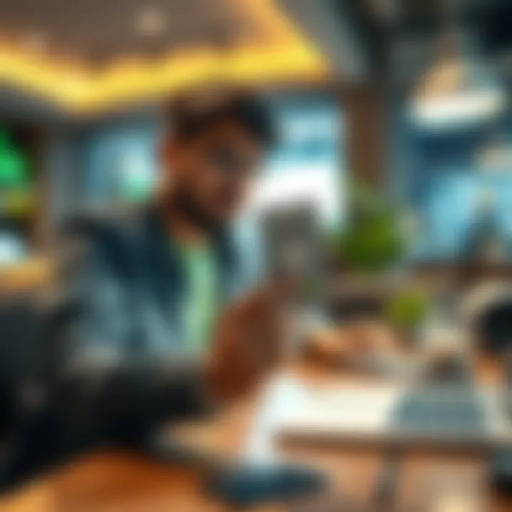 Searching for Scratch-Off Codes A person holding a physical scratch-off code card, looking curiously at it while seated at a table with a laptop and digital devices in the background.