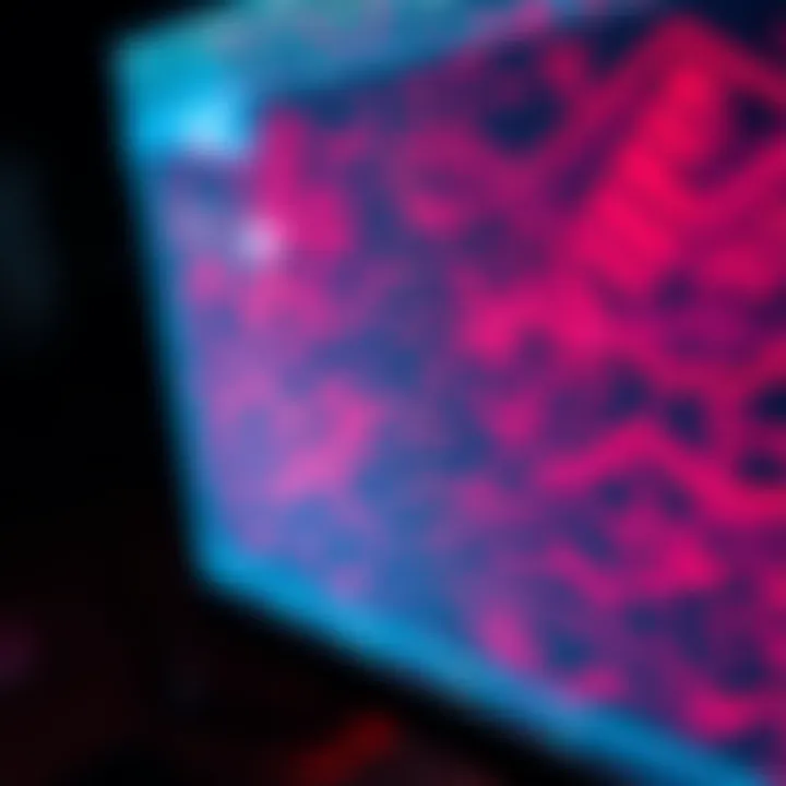 A close-up image of a screen showing a red glitch covering the display.