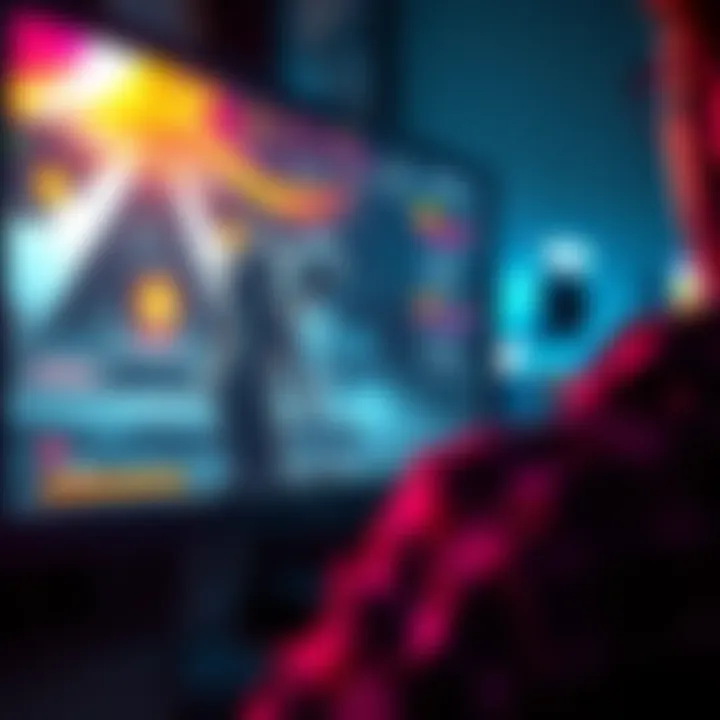 A gamer experiencing screen tearing on a PC monitor during a game menu with distorted graphics