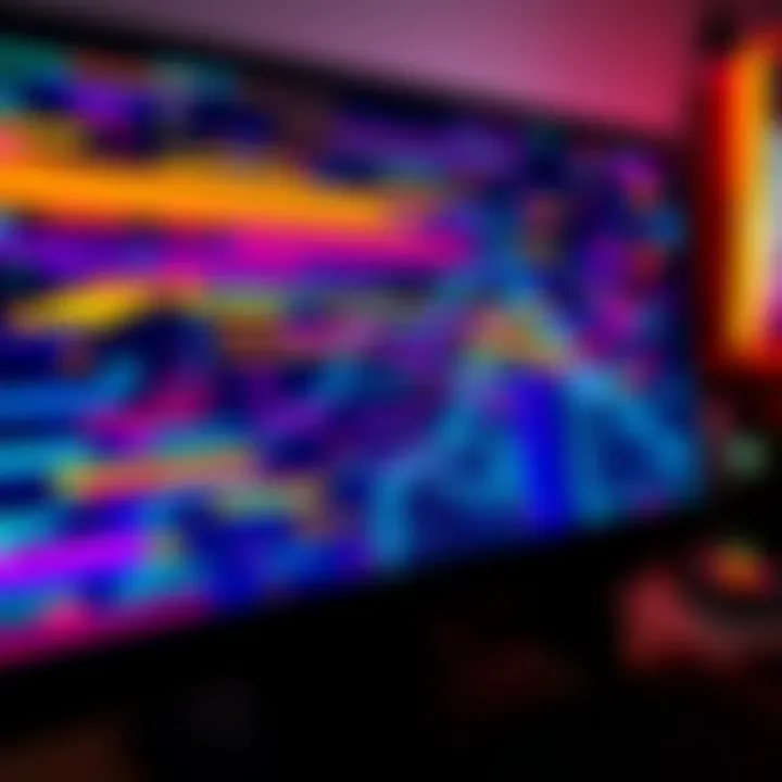 A close-up of a computer screen displaying colorful glitches and artifacts, showcasing technical issues faced by users on upgraded PCs.