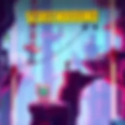 A scene showing a character navigating through a vibrant 5D world with unique obstacles and platforms