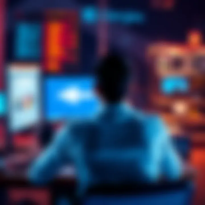A person sitting at a desk looking contemplative while staring at a computer screen displaying a search engine, symbolizing a decision to switch from one search engine to another.