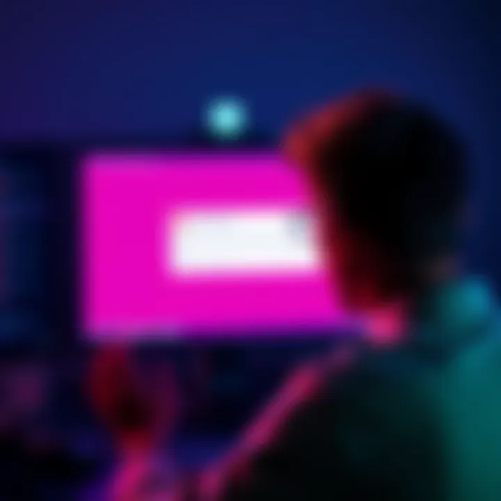 A frustrated person looking at a computer screen with a limit on search activities displayed. The screen shows a message about unusual search activity and a restriction to four searches.