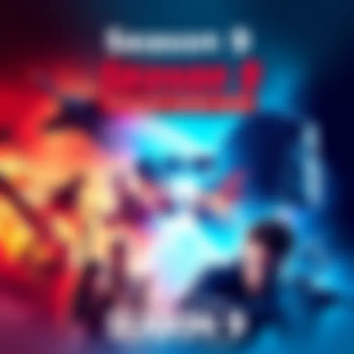 Colorful poster announcing Season 9, featuring action scenes and a countdown to 105 days