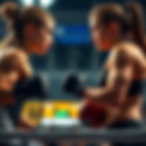 Athletes Competing in Seattle Two strong women athletes in Seattle facing off in a competitive event, showcasing their physical strength and determination.