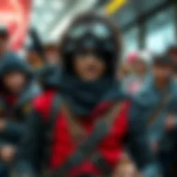 Sebastian Castellanos Cosplay A person dressed as Sebastian Castellanos in a detailed costume, showcasing creativity with props and makeup, surrounded by supportive fans.