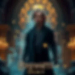 Sebastian stands in a dark, magical setting, contemplating his future role as a potential antagonist or seeking redemption, with mystical elements surrounding him.
