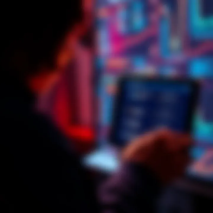 Person analyzing options for allocating points in a security breach setup on a digital device