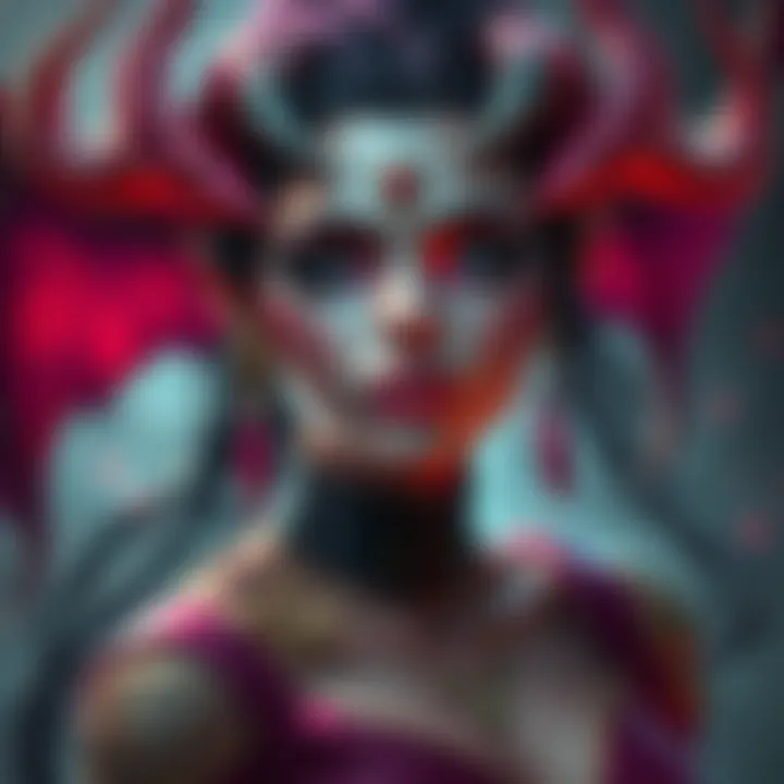 Seductive Tiefling Character Art Art of a seductive Tiefling character with vibrant colors and intricate details