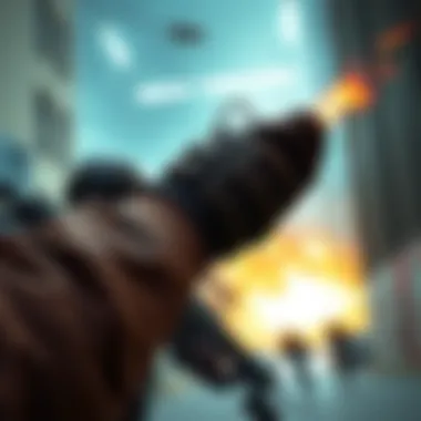 A character throws a seeker grenade in a gaming environment, highlighting its reduced effectiveness with multiple grenades needed to defeat an enemy.