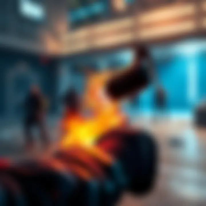 A player throws a seeker grenade in a gaming environment, showcasing its explosive effect on nearby enemies.