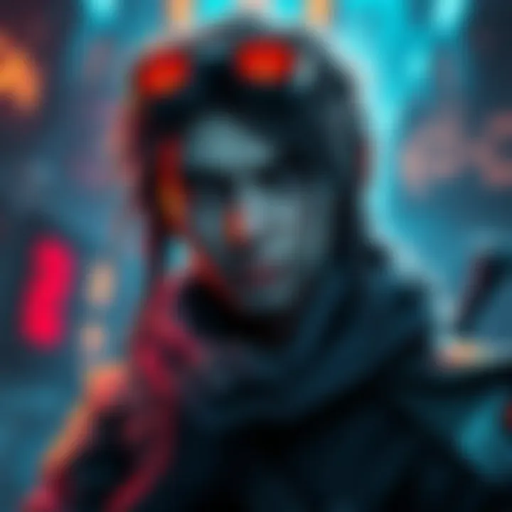 Seer character from the game looking determined with a futuristic background.