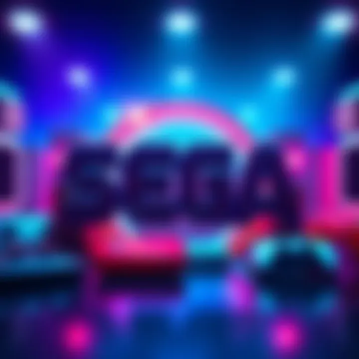 Sega logo with gaming consoles in the background, symbolizing the company's commitment to console production.