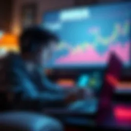 A gamer looking at positive reviews for Sega's latest game on a laptop, with a graph showing declining sales in the background