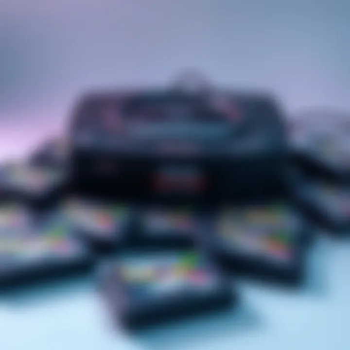 A Sega Genesis console displayed with several classic game cartridges scattered around it, evoking nostalgia for gamers.