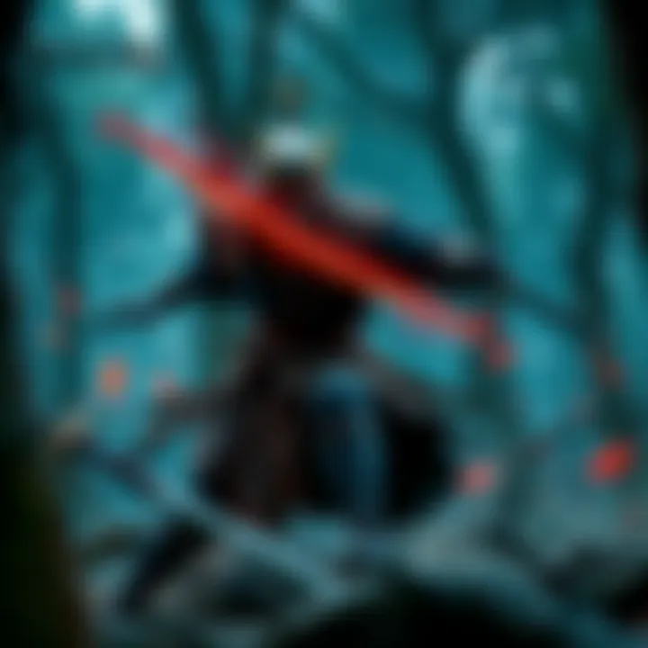 A samurai character from Sekiro battles an enemy in a forest setting, showcasing intense gameplay and combat mechanics.