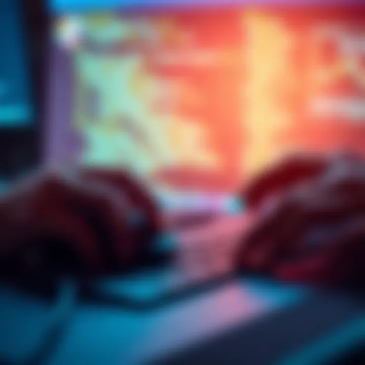 Selecting Text with Mouse and Keyboard A close-up of hands using a mouse and keyboard to select text on a computer screen