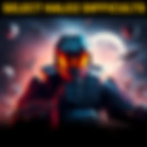 Selecting Halo 2 Difficulty A player contemplating the choice between Heroic and Normal difficulty in Halo 2, surrounded by game elements and a controller