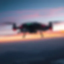A futuristic drone designed as a shield, hovering in an open sky, symbolizing advanced defense technology.