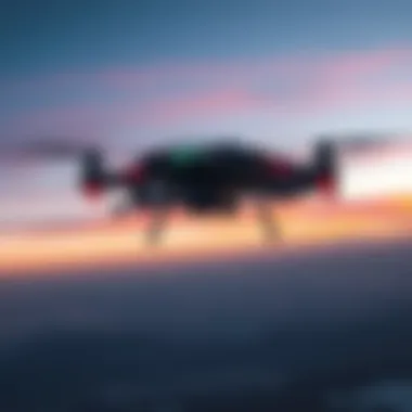 A futuristic drone designed as a shield, hovering in an open sky, symbolizing advanced defense technology.