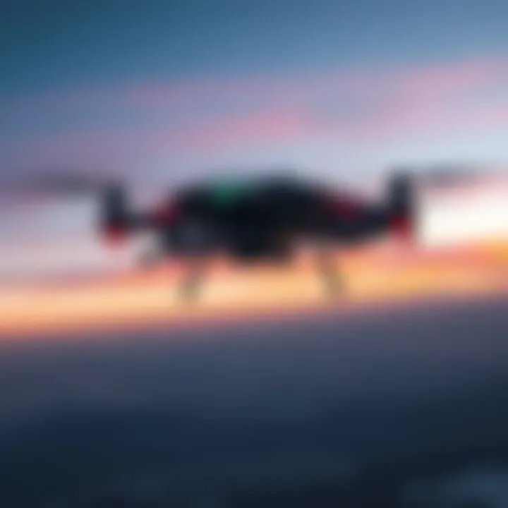 A futuristic drone designed as a shield, hovering in an open sky, symbolizing advanced defense technology.