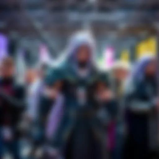 A group of fans showcasing their best Sephiroth cosplays at a convention
