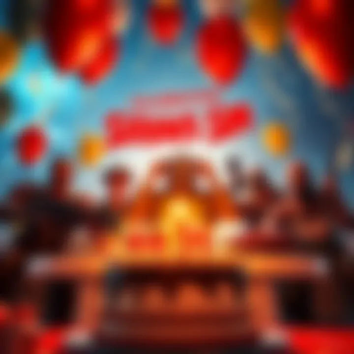 A festive scene with balloons and cake featuring Serious Sam characters, highlighting 25 years of the franchise.