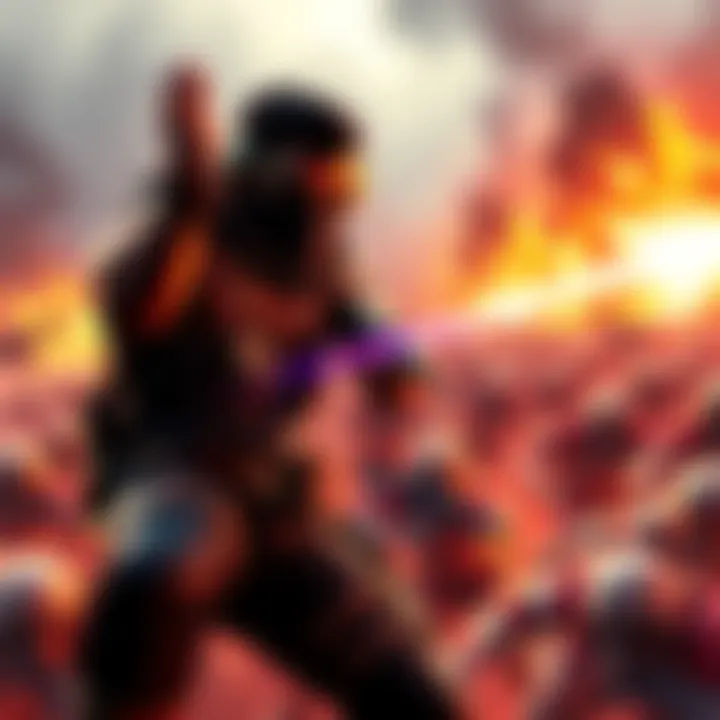 A character from Serious Sam fighting against hordes of enemies with vibrant graphics