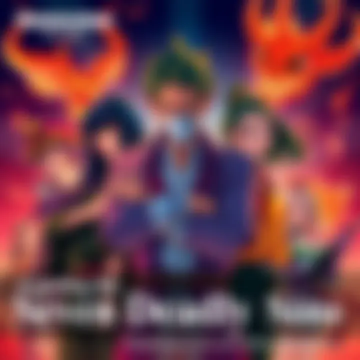 A group of characters each embodying one of the Seven Deadly Sins, showcasing their unique traits and relationships, set in a vibrant, illustrative style.