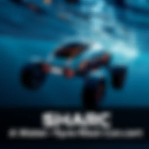 A sleek, futuristic robot designed for underwater tasks, gliding through clear water, showcasing its advanced features.