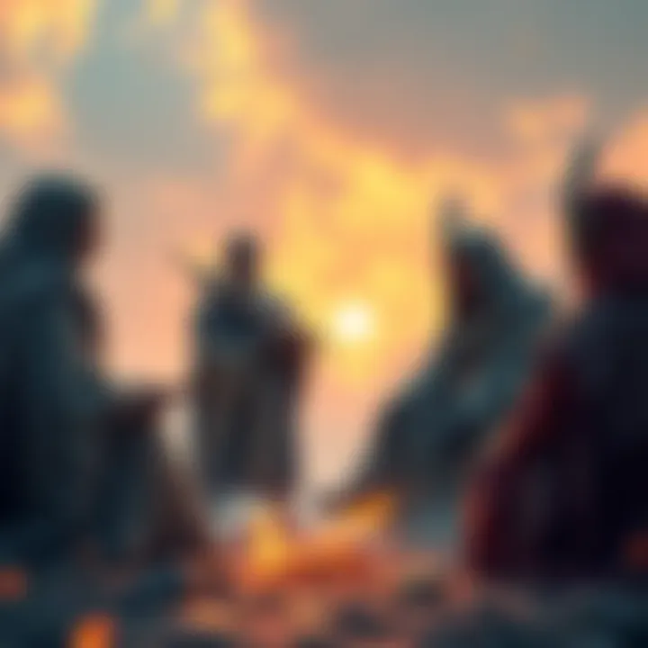 Group of Shard Bearers discussing their power and beliefs in a serene setting