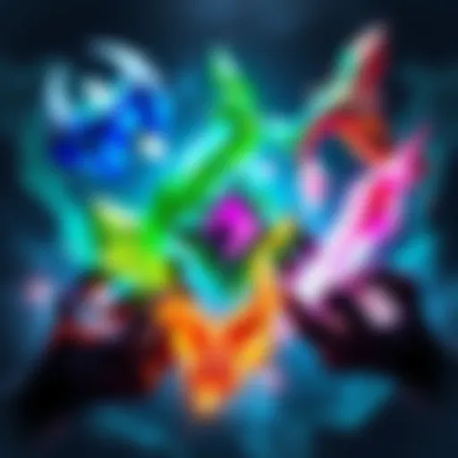 Shards in Gaming Different shards displayed with a focus on Io's shard for damage and healing; vibrant colors highlighting their potential in gameplay.