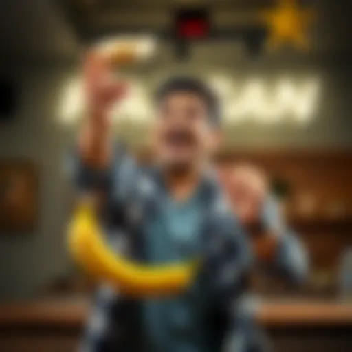 Shawn playfully tossing a banana in a fun new segment, with laughter in the air.