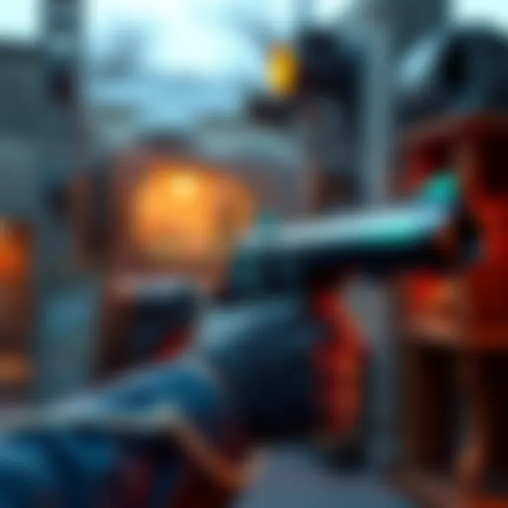 A player holding the new Sheriff shotgun, aiming down sights in a game setting, showcasing the weapon's details and environment.