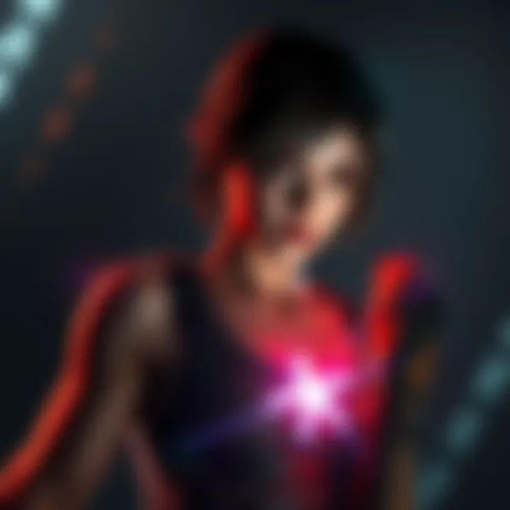 Sherry with superhuman abilities Sherry showcasing her healing powers in a tense moment of Resident Evil, with a backdrop of the BSAA logo