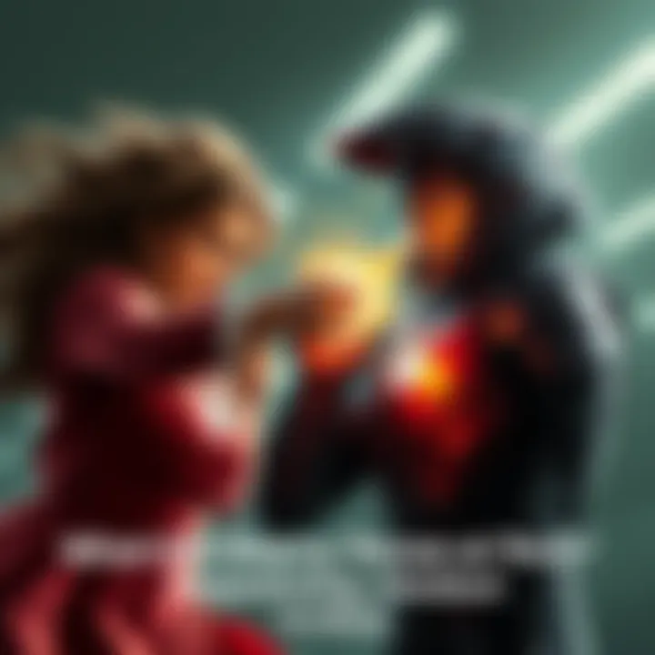 Sherry throwing an object at Iron Sherry in mid-throw, an unidentified object flying towards Iron's face with surprise on his expression