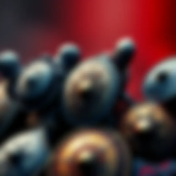 Various types of shields showcasing different shapes and sizes used in combat, highlighting their unique designs and features.