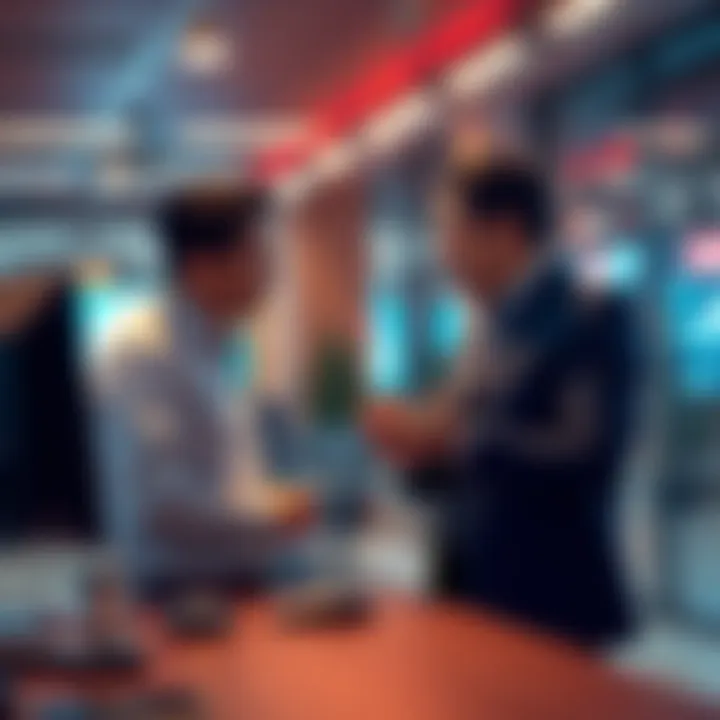 Shinji Mikami and Shift Up Collaboration Shinji Mikami and a Shift Up representative discussing game development in a modern office setting