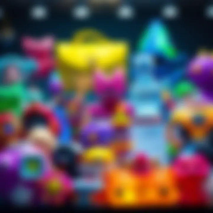Shiny Cosmetic Items Colorful shiny cosmetic items displayed together, showcasing various styles and designs, inviting players to discuss their favorites.