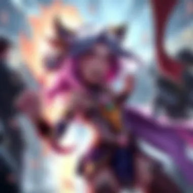 Shion showcasing her unique abilities while players wait in a long match queue, expressing both excitement and frustration.