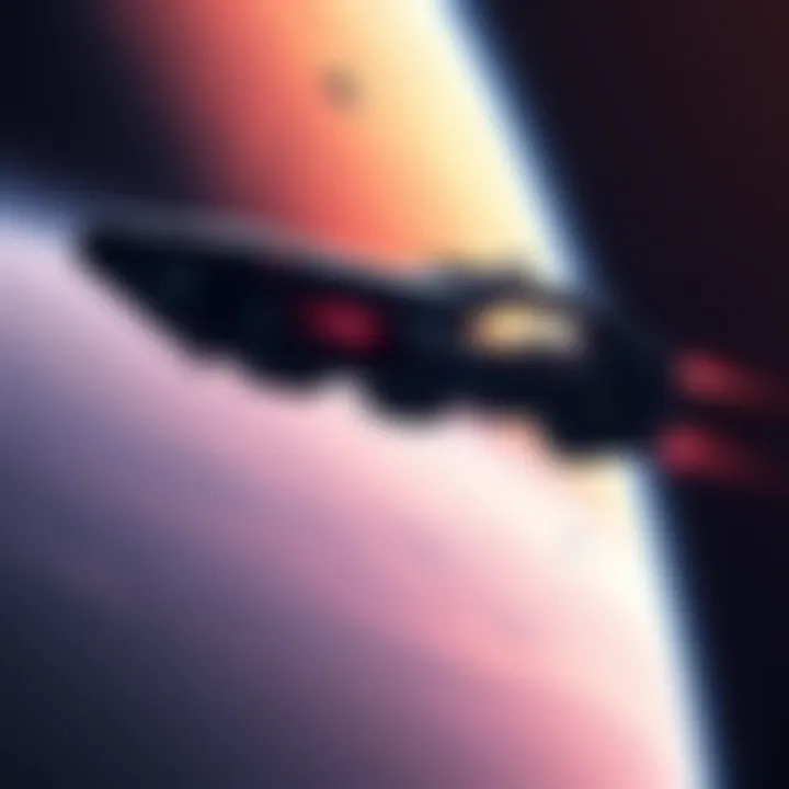 A futuristic ship floating in space with the planet Kepler in the background, hinting at its possible role in a game